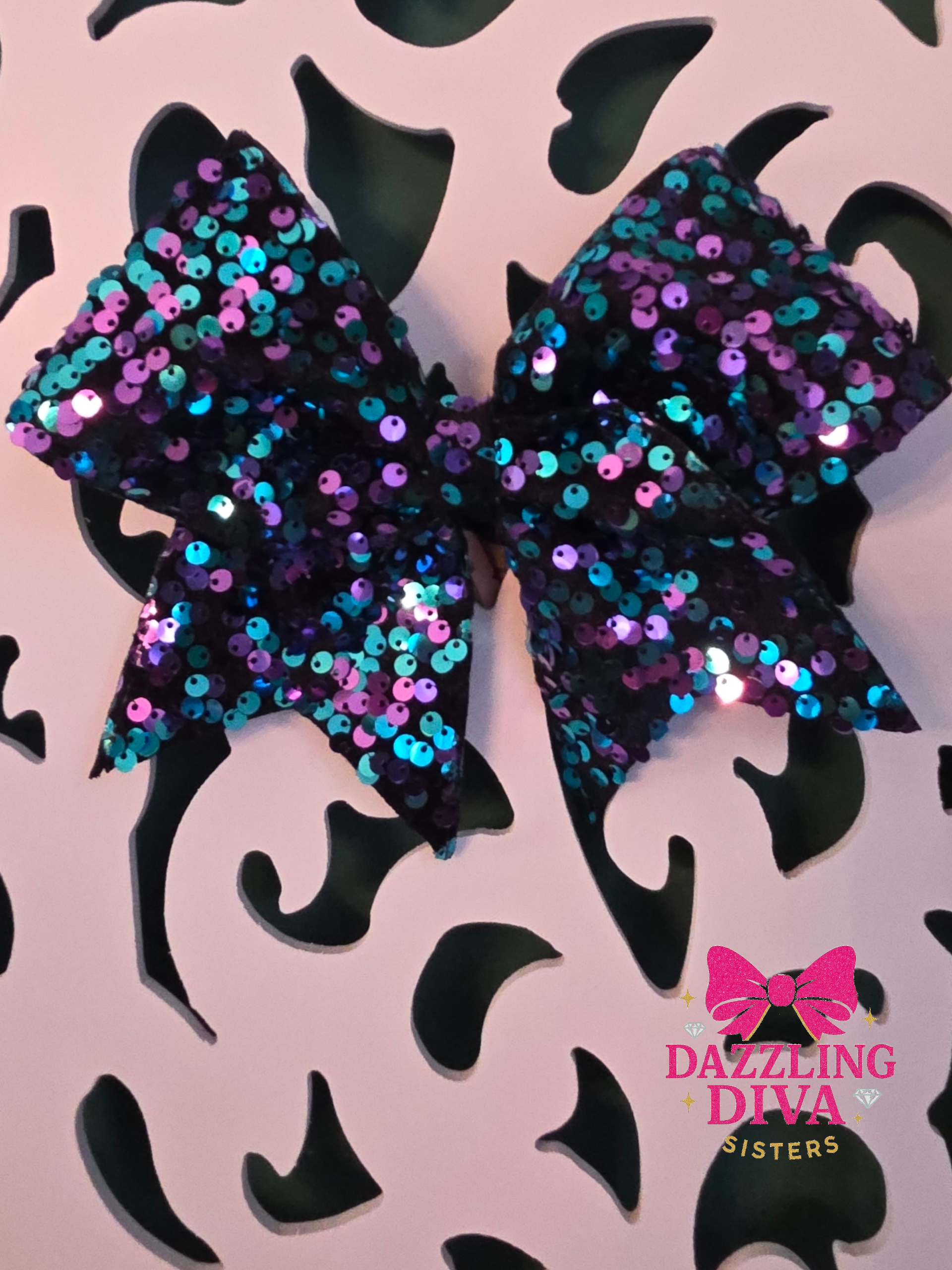Dark Mermiad Sequin 6 inch cheer bow